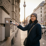 Prospektverteilerin bei der Arbeit