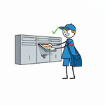 Flyerverteiler der einen Brief einwirft